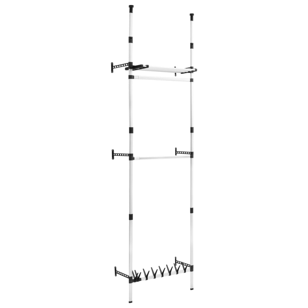 Telescopic wardrobe with rods and shelf aluminum