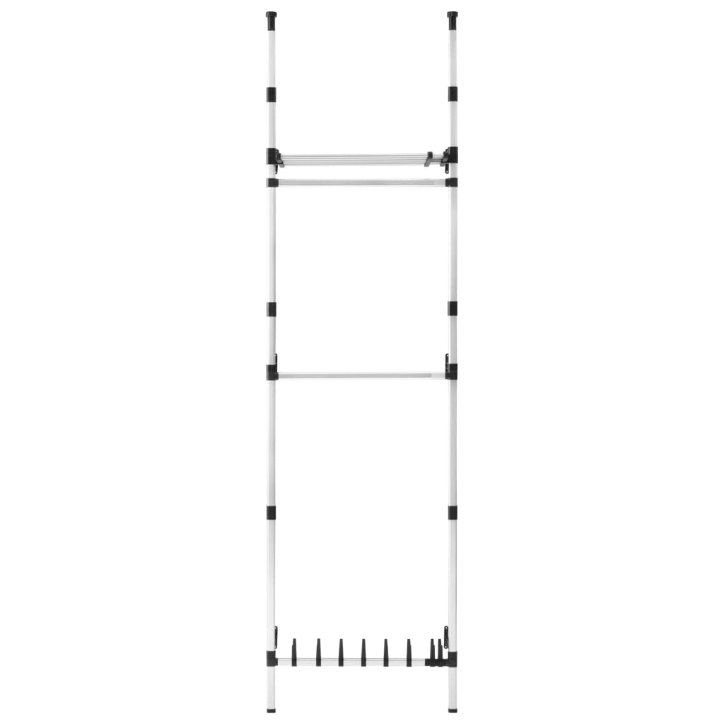 Telescopic wardrobe with rods and shelf aluminum