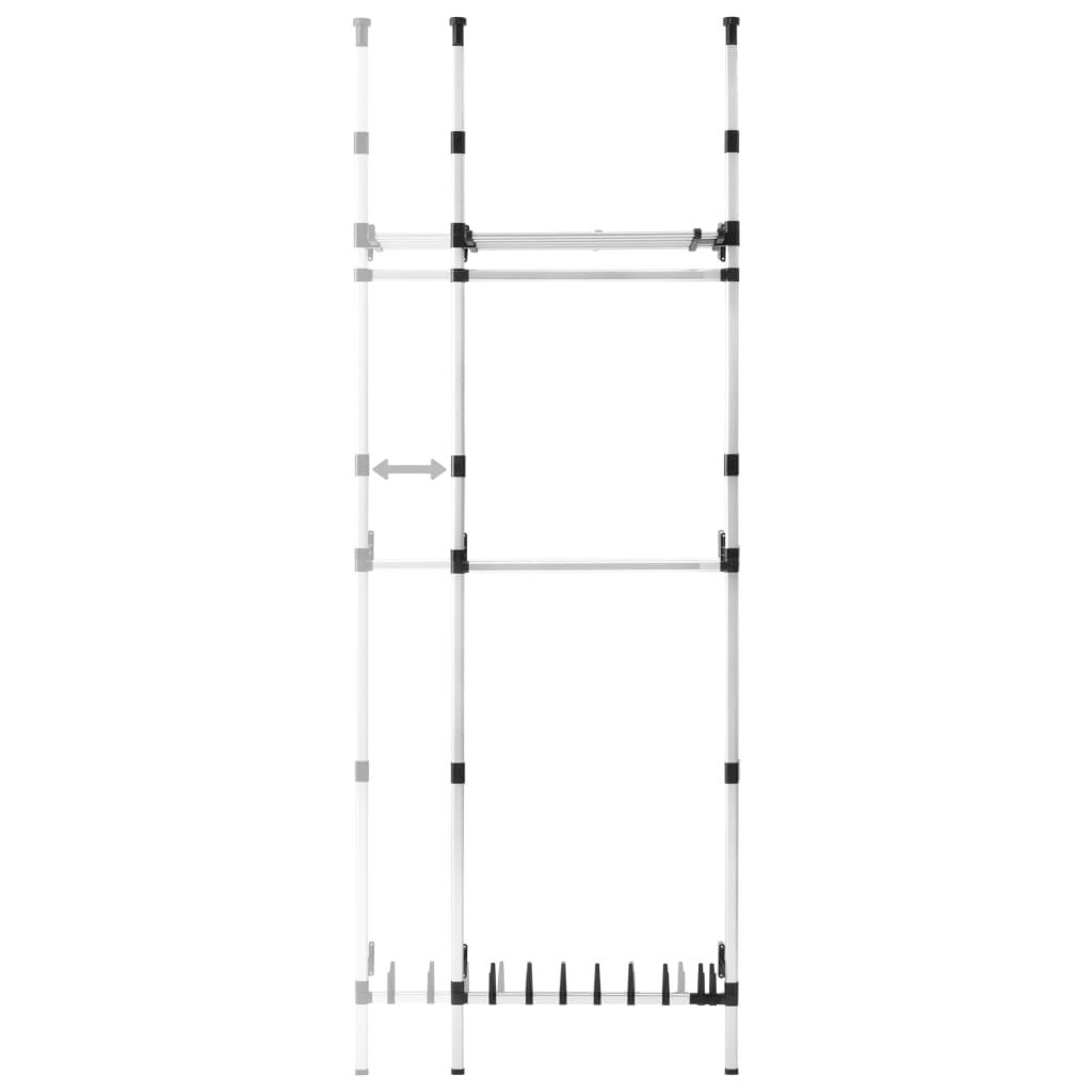 Telescopic wardrobe with rods and shelf aluminum