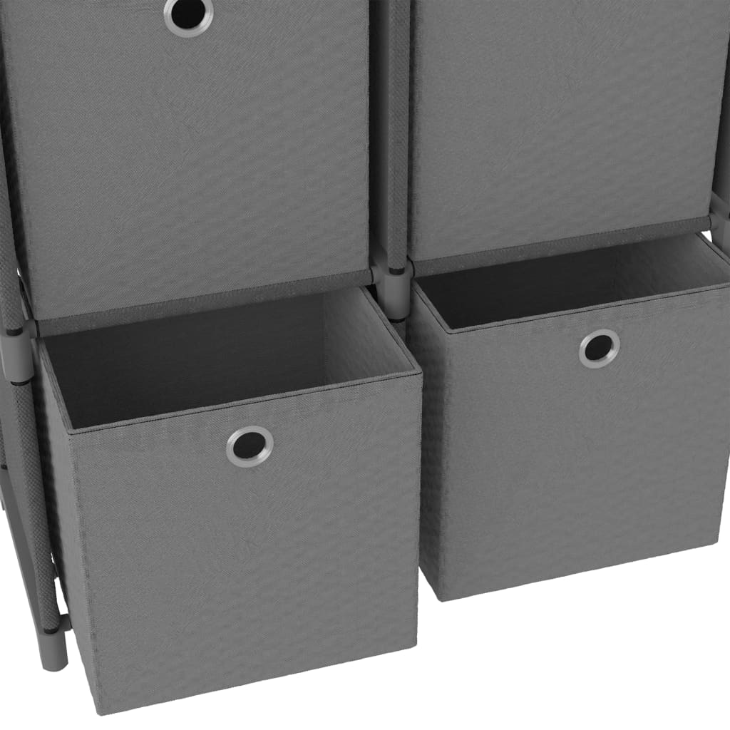 Cube shelf with 4 boxes grey 69x30x72.5 cm fabric