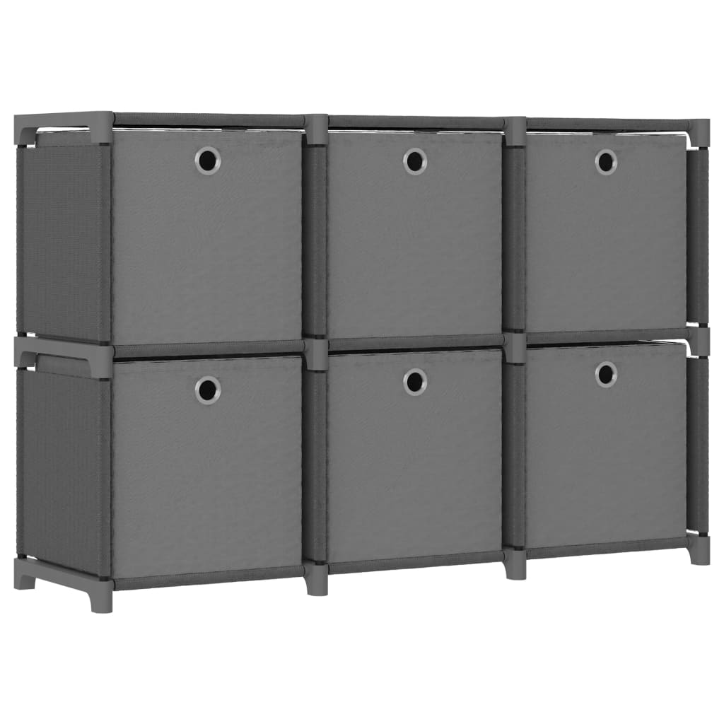 Étagère cube avec 6 cases gris 103x30x72,5 cm tissu