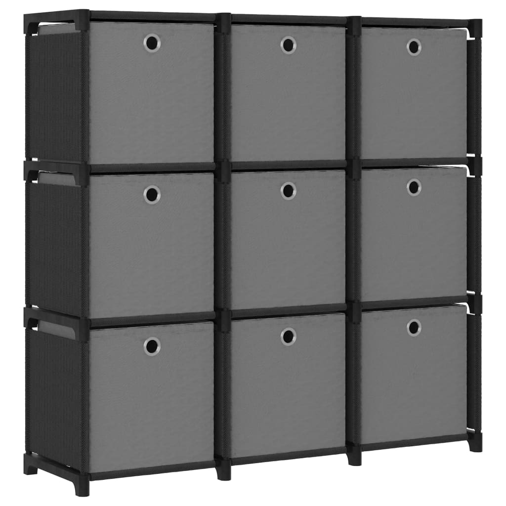 Étagère cube avec 9 cases noir 103x30x107,5 cm tissu