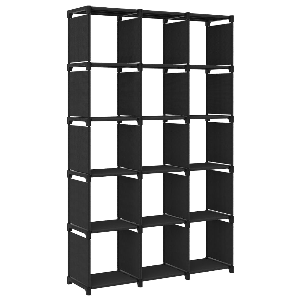 Cube shelf with 15 compartments black 103x30x175.5 cm fabric