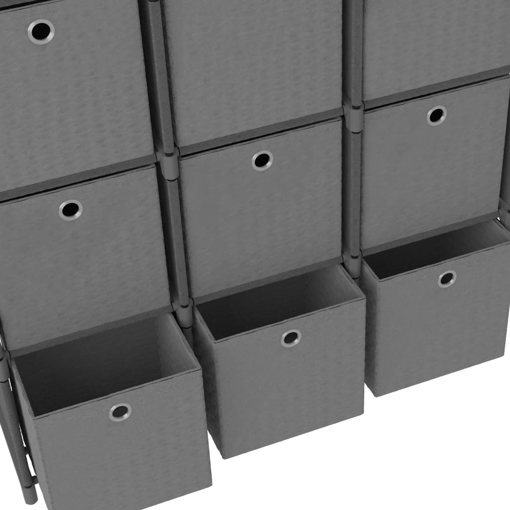 Cube shelf with 15 boxes grey 103x30x175.5 cm fabric