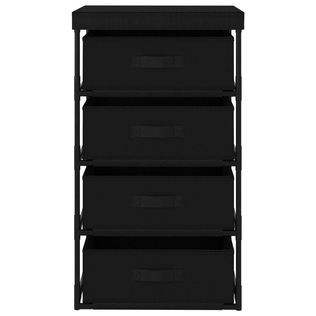Storage shelf with 4 fabric baskets steel black