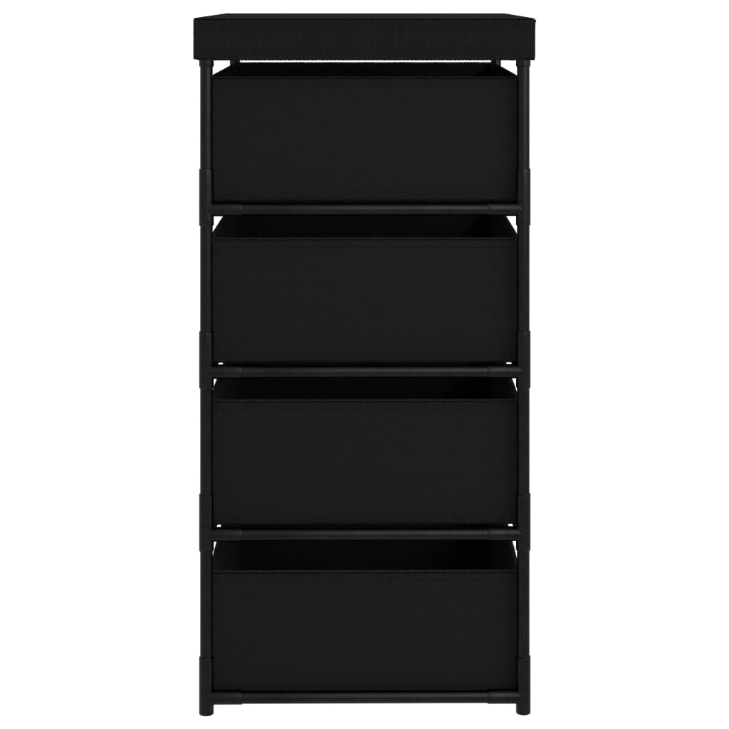 Storage shelf with 4 fabric baskets steel black