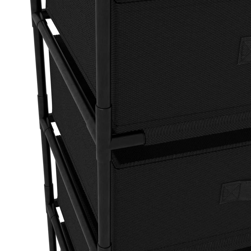 Storage shelf with 4 fabric baskets steel black