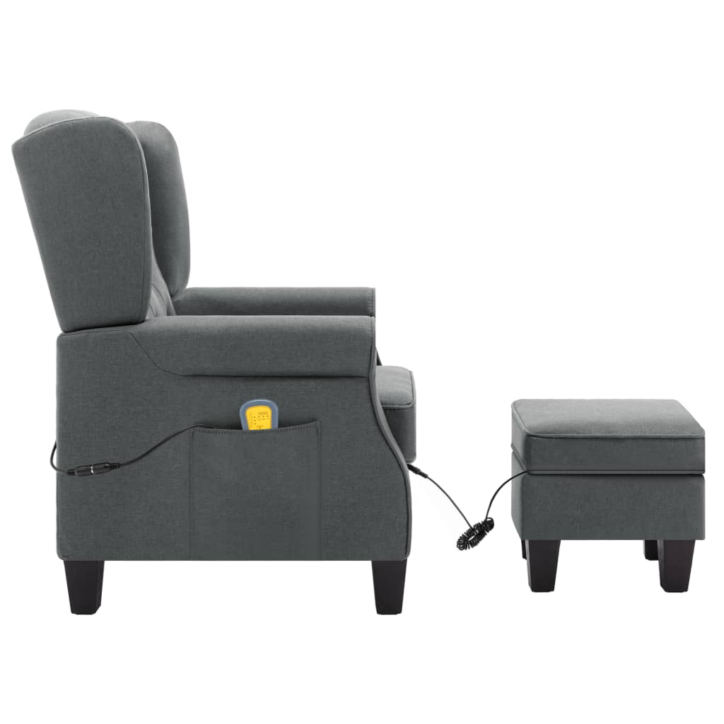 Fauteuil de massage avec tabouret en tissu gris clair