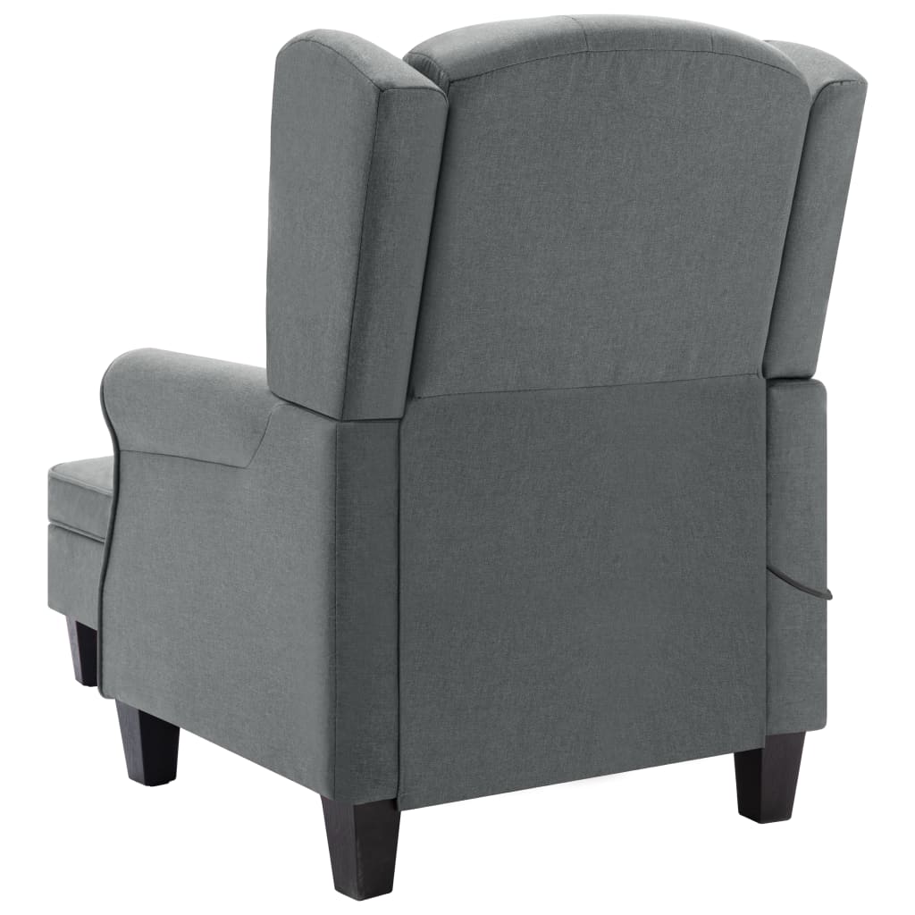 Fauteuil de massage avec tabouret en tissu gris clair