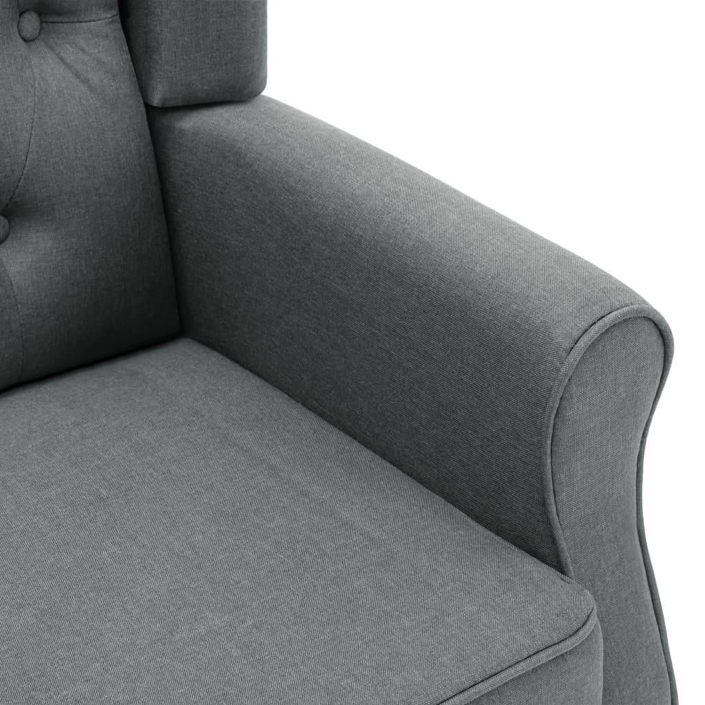 Fauteuil de massage avec tabouret en tissu gris clair