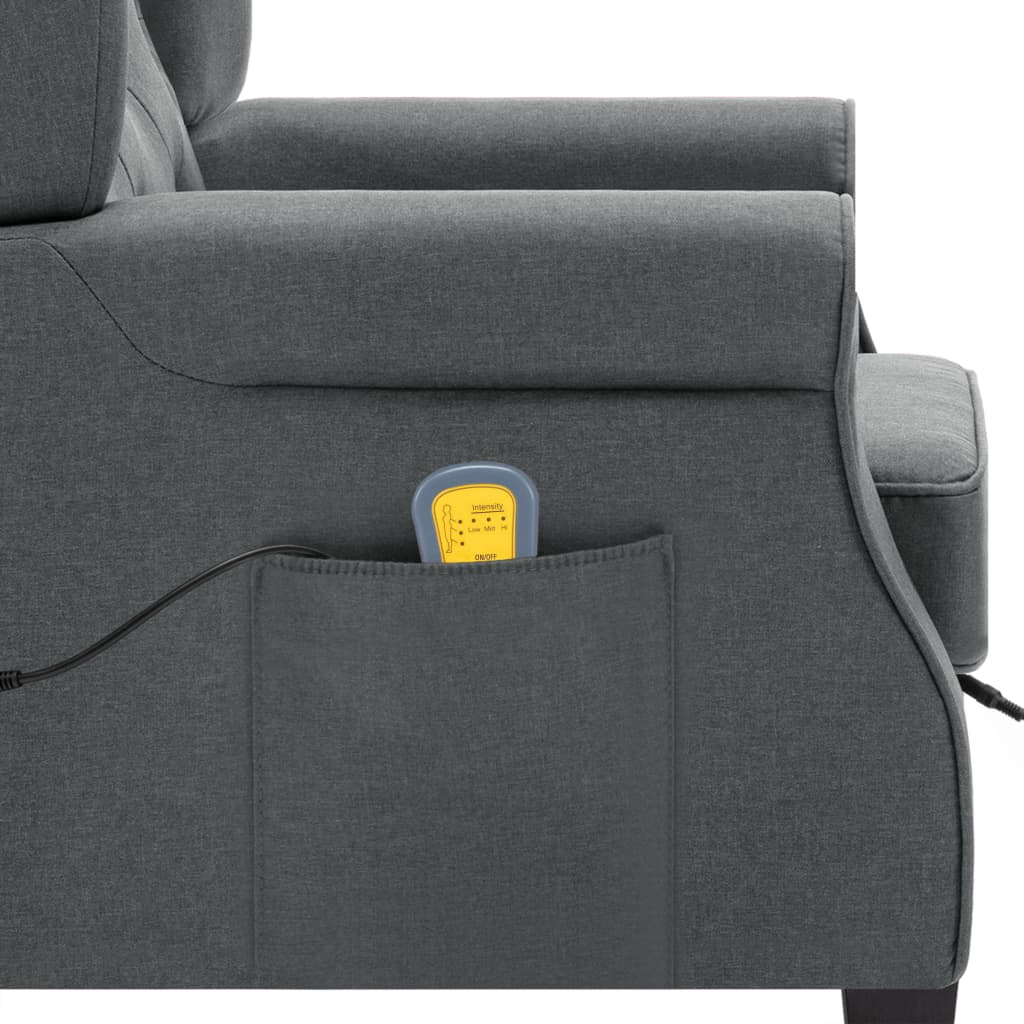 Fauteuil de massage avec tabouret en tissu gris clair