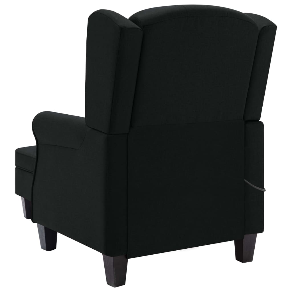 Fauteuil de massage avec tabouret en tissu noir