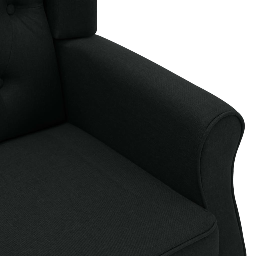 Fauteuil de massage avec tabouret en tissu noir