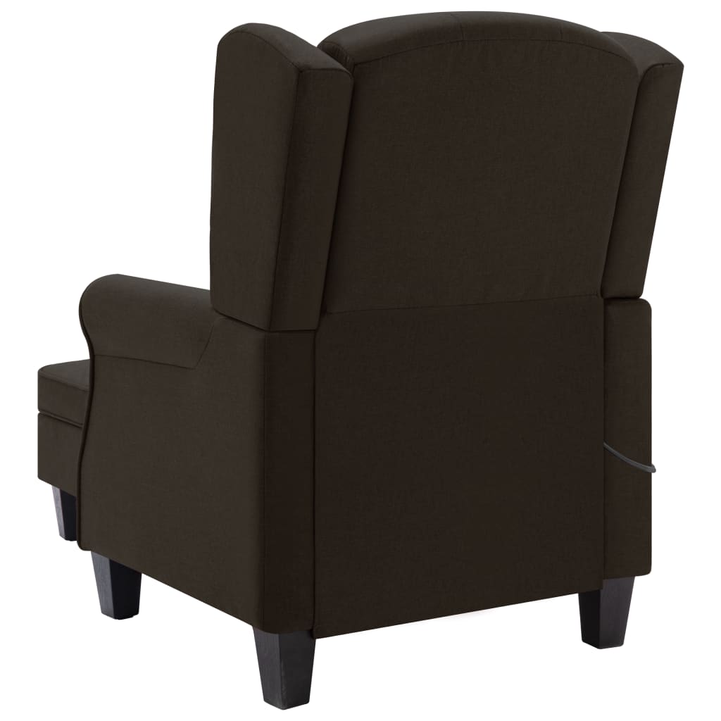 Fauteuil de massage avec tabouret en tissu marron foncé