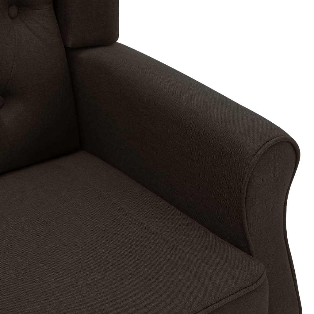 Fauteuil de massage avec tabouret en tissu marron foncé