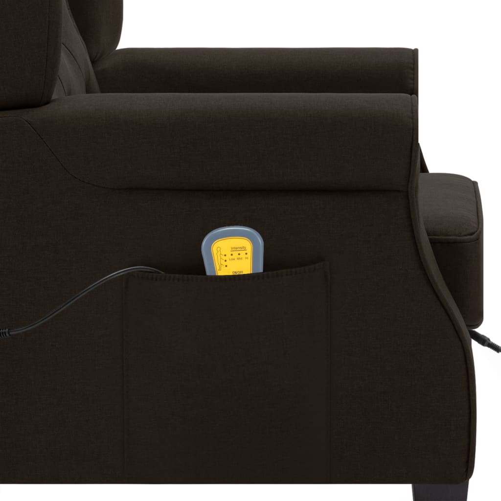 Fauteuil de massage avec tabouret en tissu marron foncé