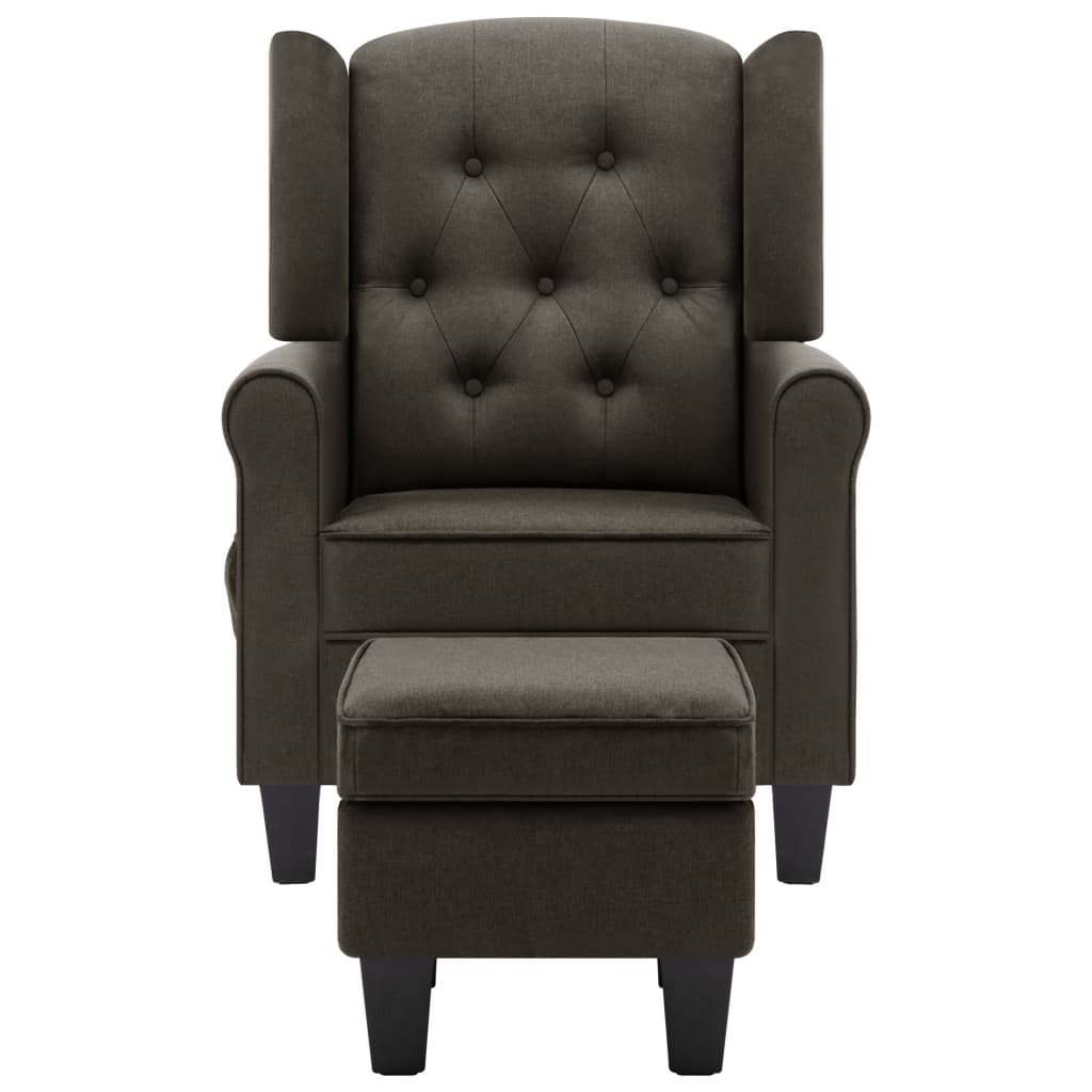 Fauteuil de massage avec tabouret en tissu taupe
