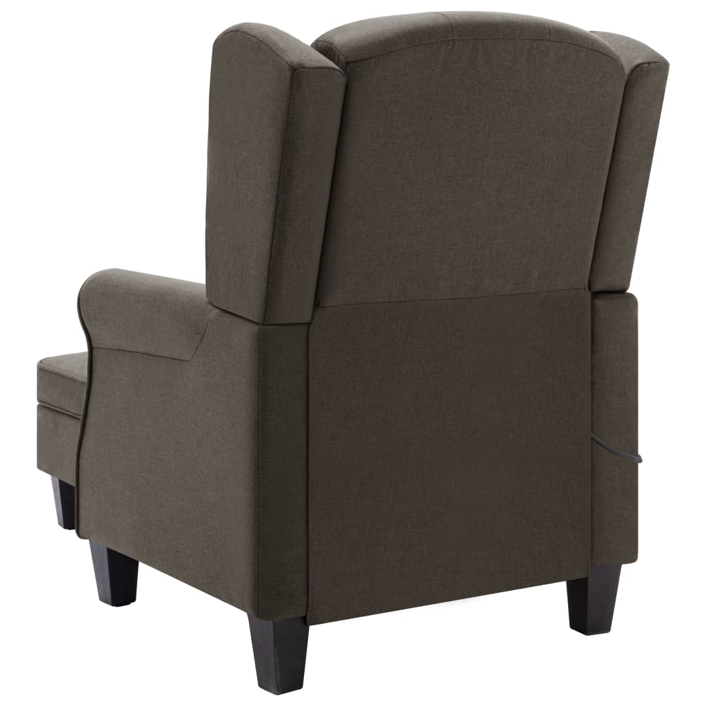 Fauteuil de massage avec tabouret en tissu taupe