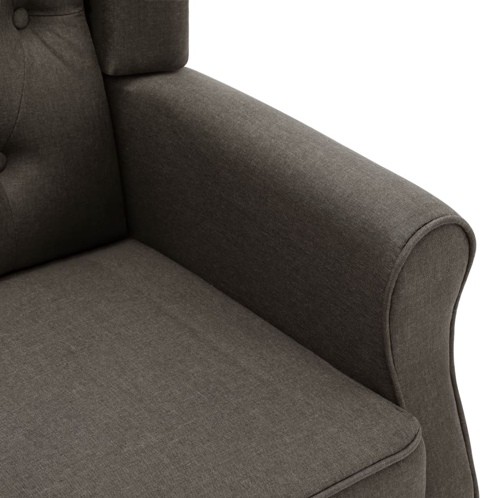 Fauteuil de massage avec tabouret en tissu taupe