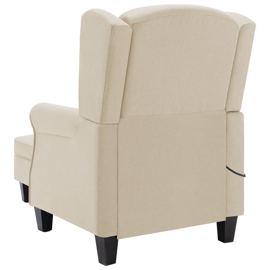 Fauteuil de massage avec tabouret en tissu crème