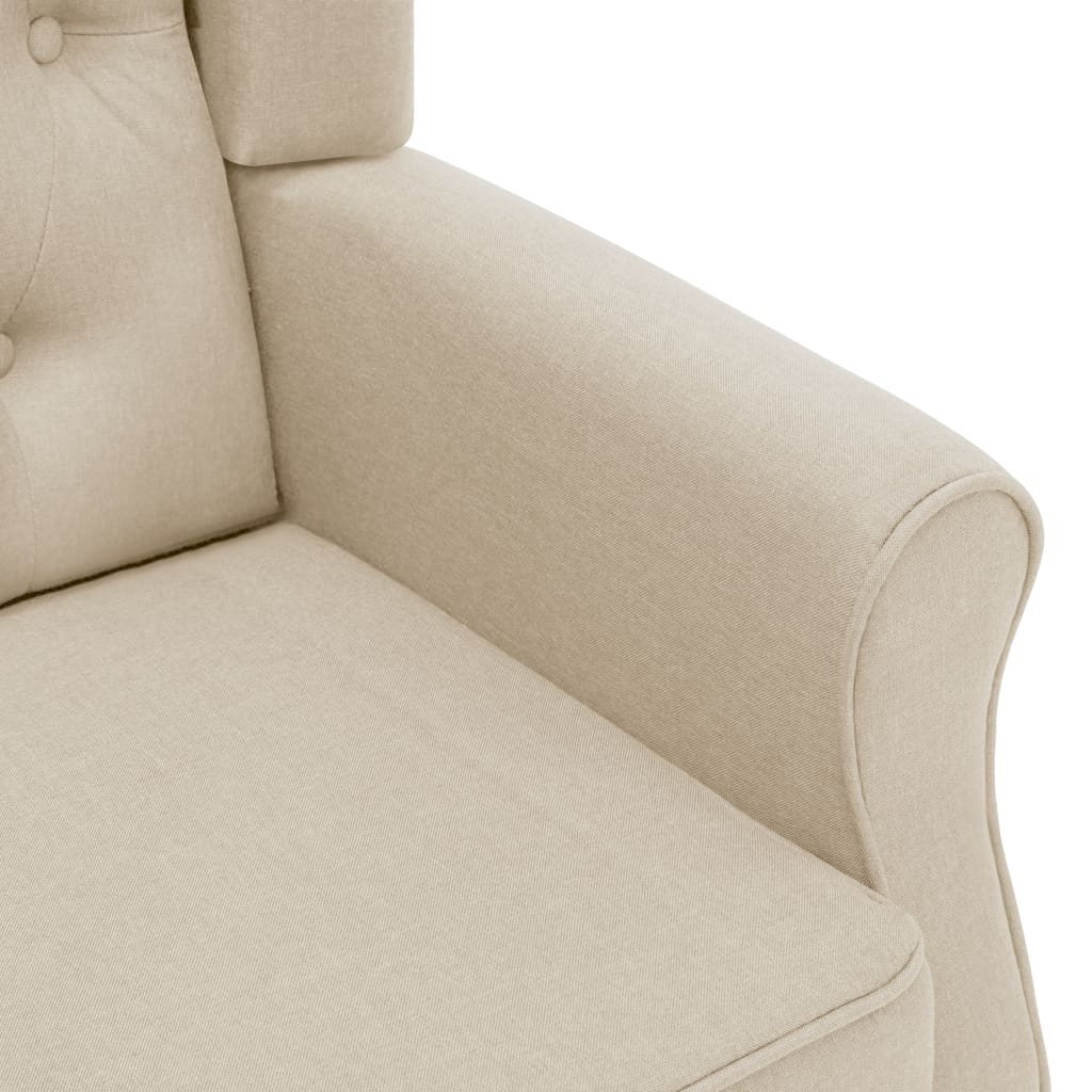 Fauteuil de massage avec tabouret en tissu crème