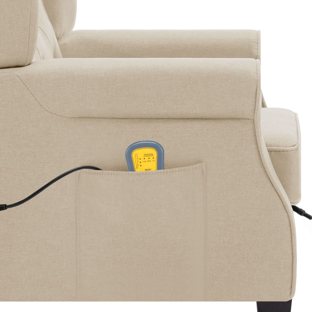 Fauteuil de massage avec tabouret en tissu crème