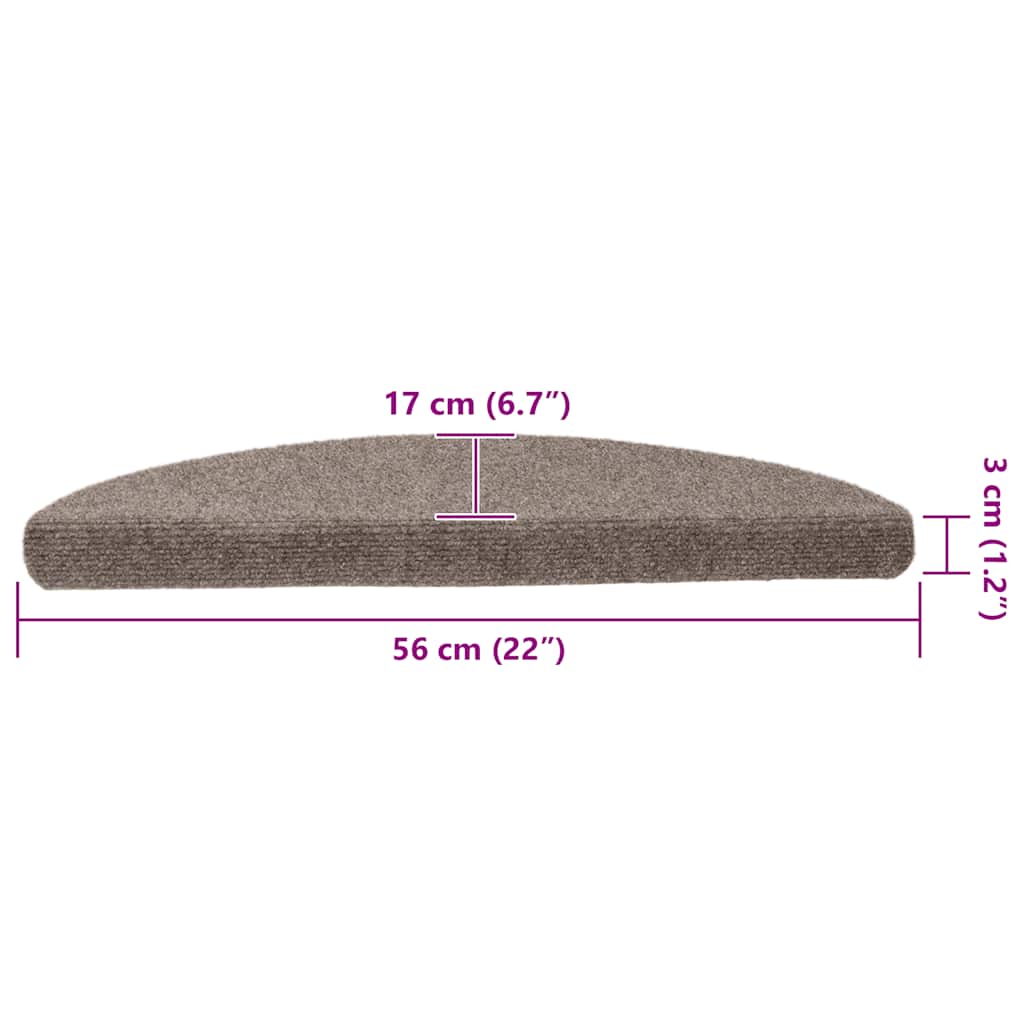 Stufenmatten Selbstklebend 15 Stk. 56x17x3 cm Beige Halbrund
