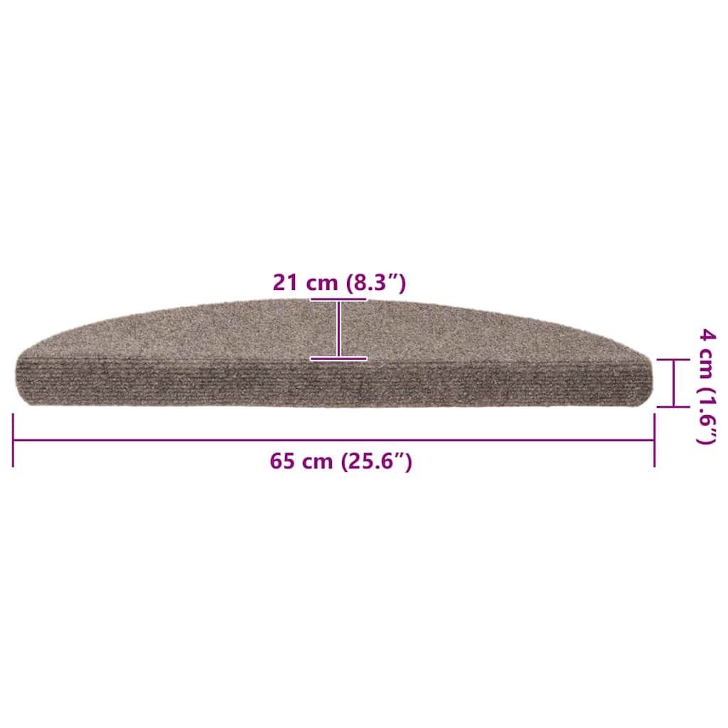 Stufenmatten Selbstklebend 15 Stk. 65x21x4 cm Beige Halbrund Groß