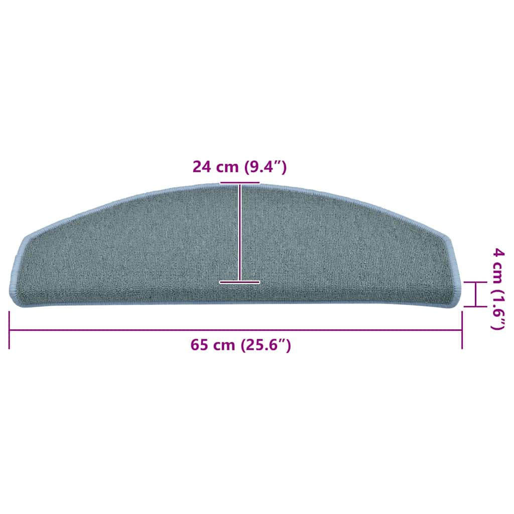 Stufenmatten 15 Stk. 65x24x4 cm Seeblau Halbrund Groß