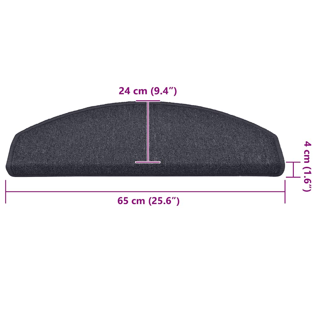 Stufenmatten 15 Stk. 65 x 24 x 4 cm Dunkelgrau und Blau Halbrund Groß