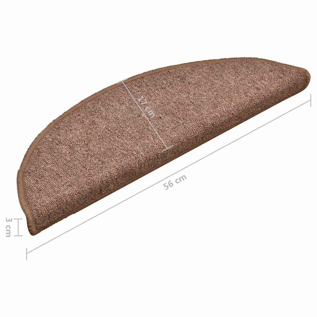 Treppe Matten 15 Stk. 56 x 17 x 3 cm Non-Slip Braun