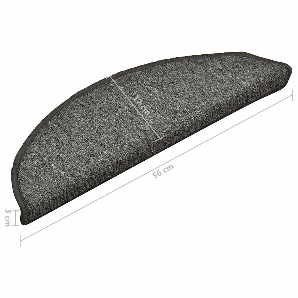 Stufenmatten 15 Stk. 56x17x3 cm Grau und Schwarz Halbrund