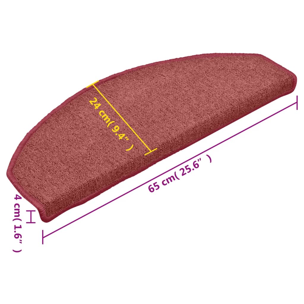 Stufenmatten 15 Stk. 65x24x4 cm Bordeaux Halbrund Groß