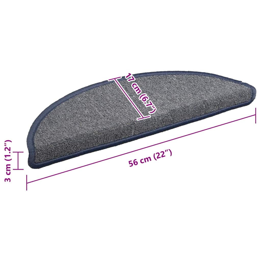 Stufenmatten 15 Stk. 56x17x3 cm Hellgrau und Blau Halbrund