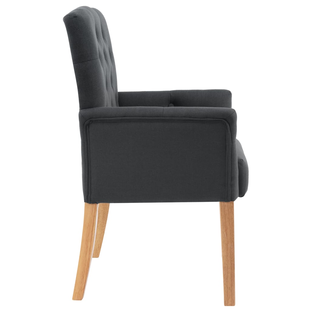 Dining chair with armrests gray fabric