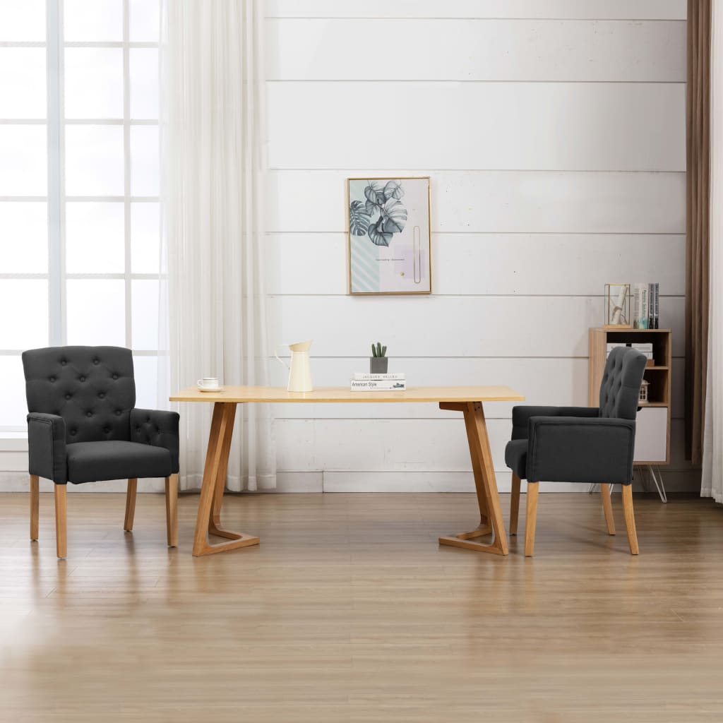 Dining chair with armrests gray fabric