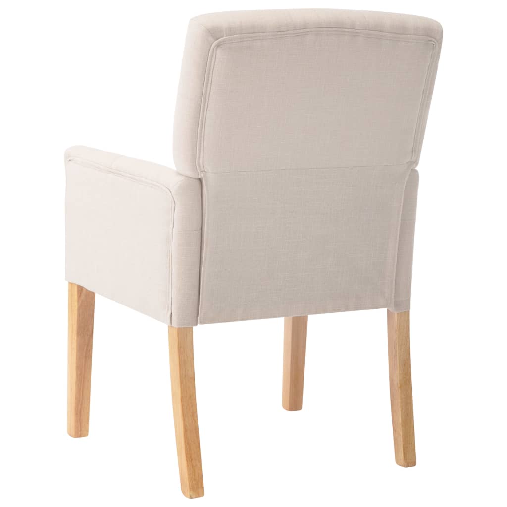 Dining chair with armrests beige fabric