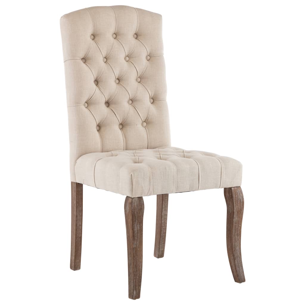Dining chairs 2 pcs. Beige linen look fabric