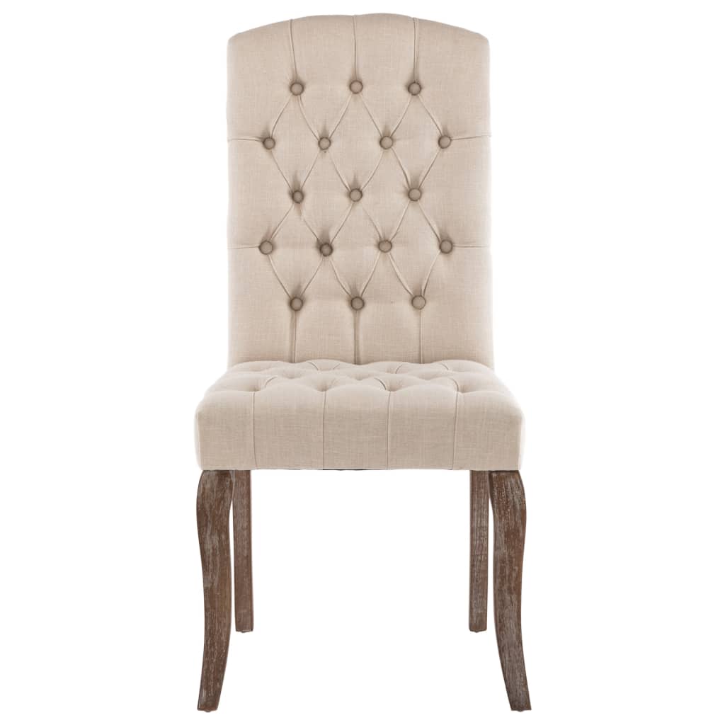 Dining chairs 2 pcs. Beige linen look fabric
