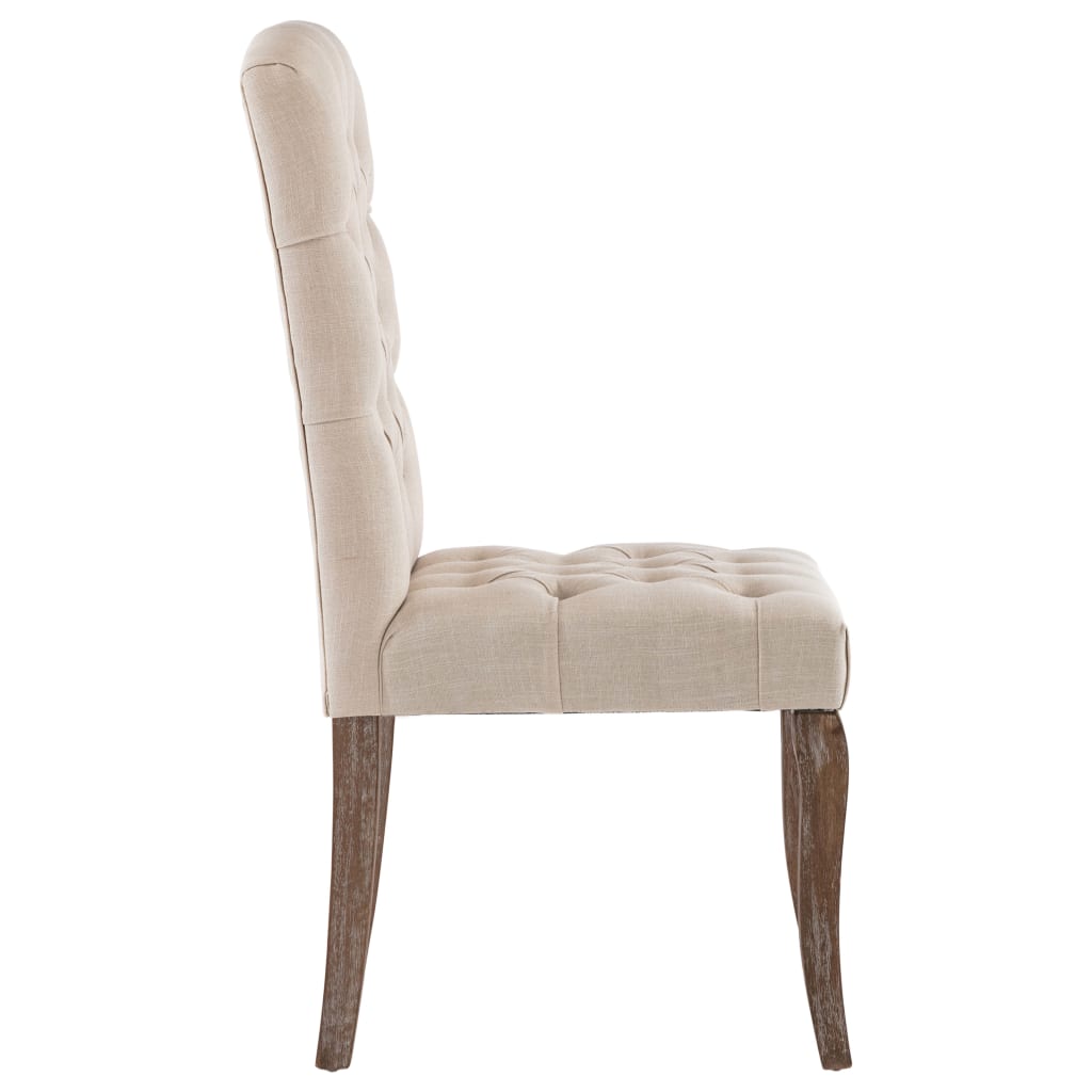 Dining chairs 2 pcs. Beige linen look fabric