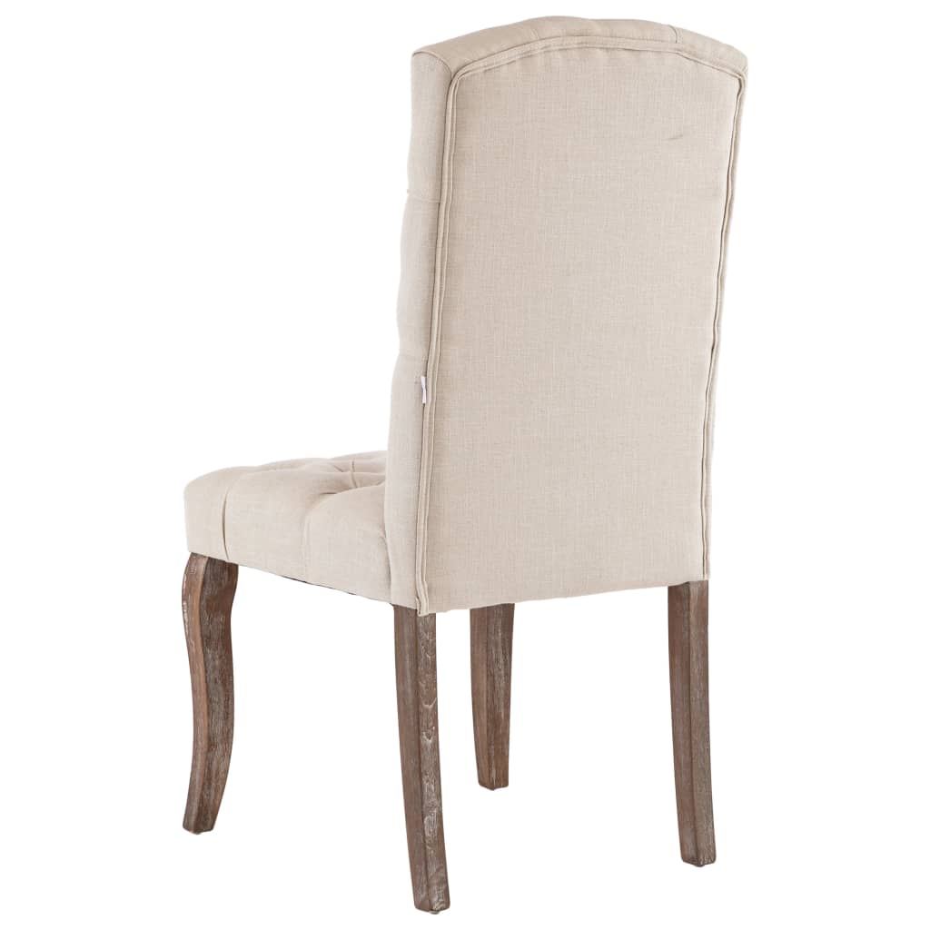 Dining chairs 2 pcs. Beige linen look fabric