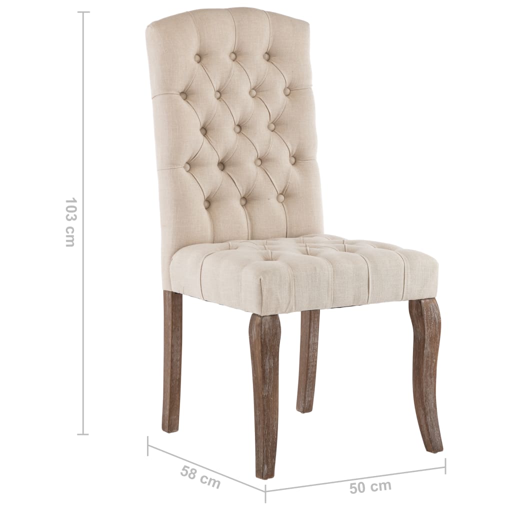 Dining chairs 2 pcs. Beige linen look fabric