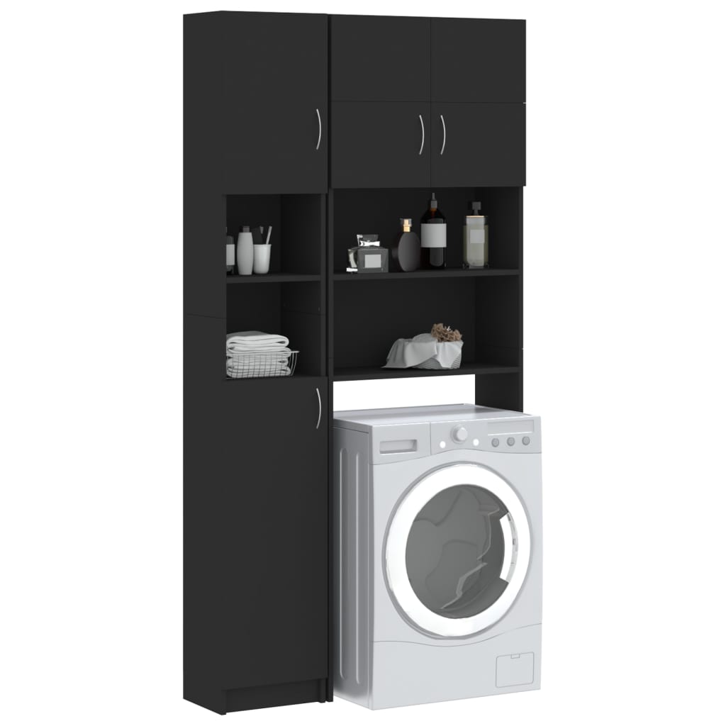 Ensemble de meubles pour machine à laver en bois noir