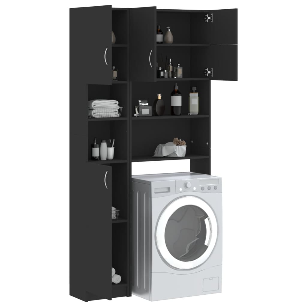 Ensemble de meubles pour machine à laver en bois noir