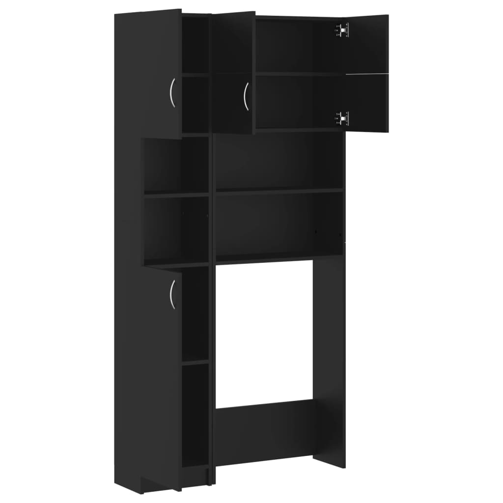 Ensemble de meubles pour machine à laver en bois noir