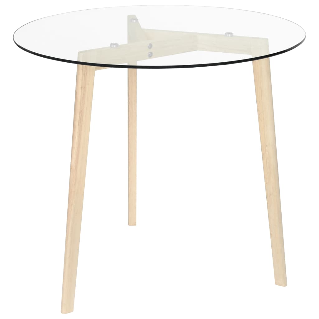 Table à manger transparente 80 cm en verre trempé