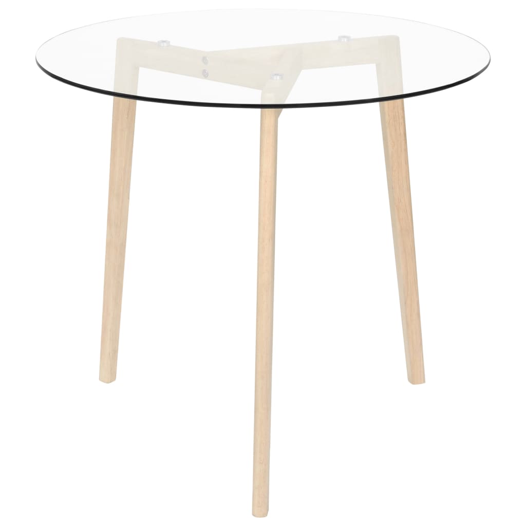 Table à manger transparente 80 cm en verre trempé