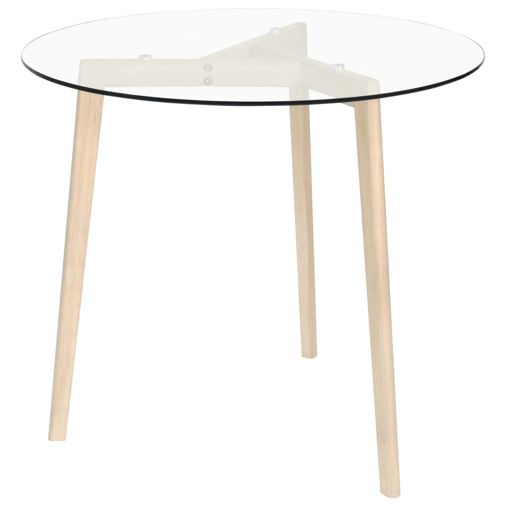 Table à manger transparente 80 cm en verre trempé