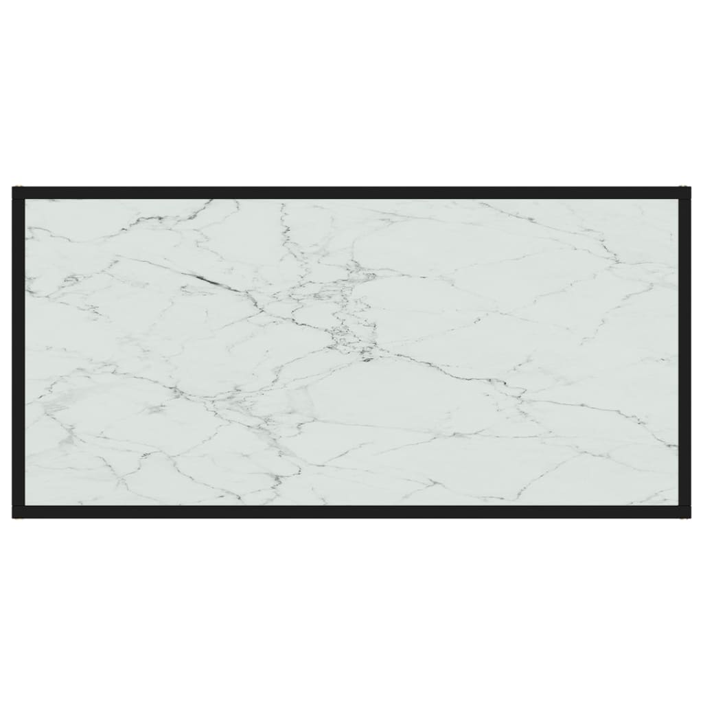 Table basse blanche 100x50x35 cm en verre trempé