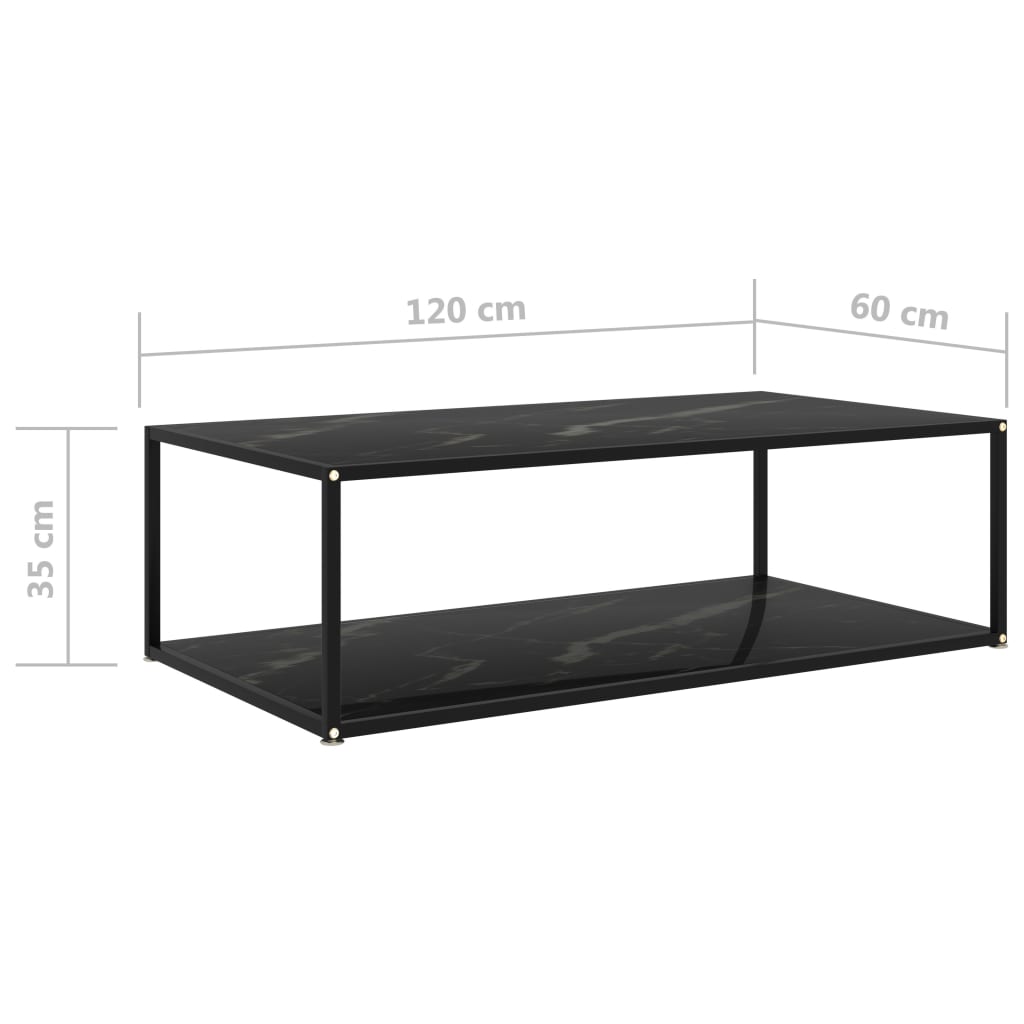 Couchtisch Schwarz 120x60x35 cm Hartglas
